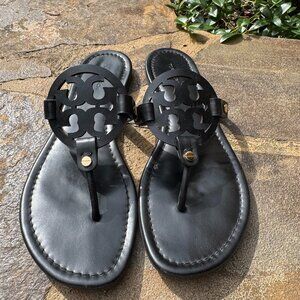 Tory Burch Women's Miller Sandals, Black Leather 8.5